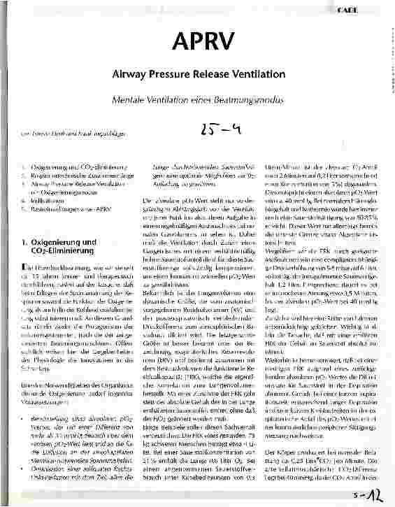 Vorschauseite 1: APRV Airway Pressure Release Ventilation Mentale Ventilation eines Beatmungsmodus
