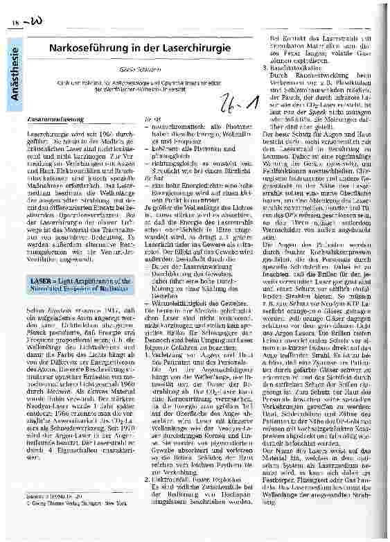 Vorschauseite 1: Narkoseführung in der Laserchirurgie