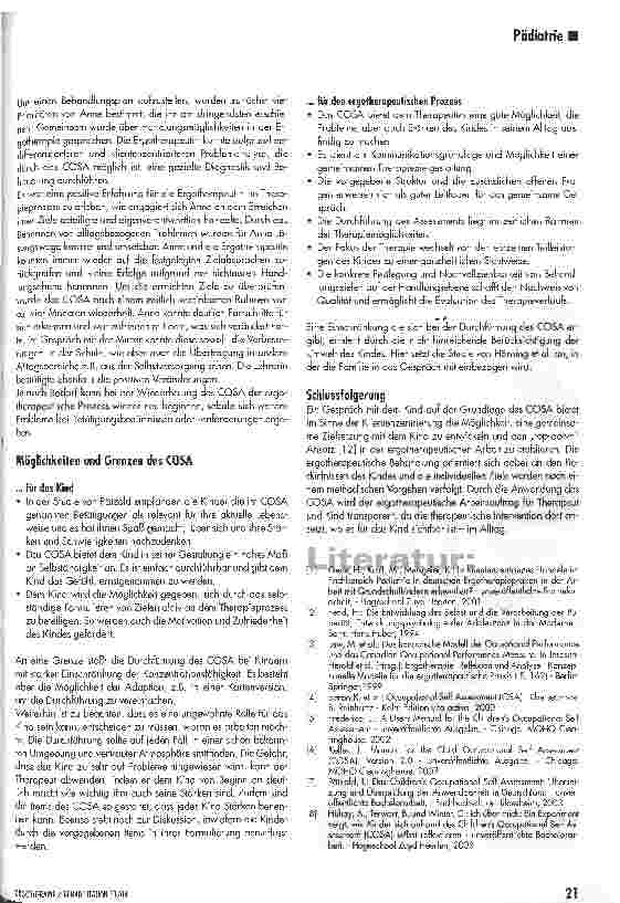 Vorschauseite 4: Kinder zu Wort kommen lassen. Teil 2: Das Child Occupational Seif Assessment (COSA)