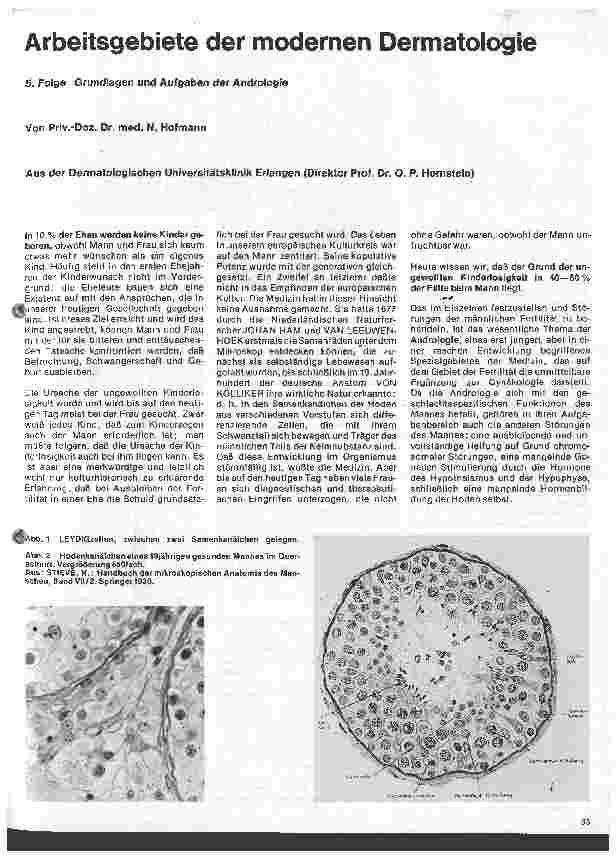 Vorschauseite 1: Arbeitsgebiete der modernen Dermatologie 5. Folge: Grundlagen und Aufgaben der Andrologie