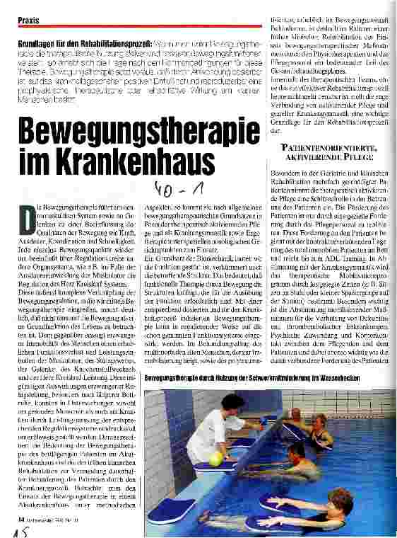 Vorschauseite 1: Bewegungstherapie im Krankenhaus Grundlagen für den Rehabilitationsprozeß