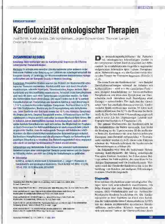 Vorschauseite 1: Kardiotoxizität onkologischer Therapien