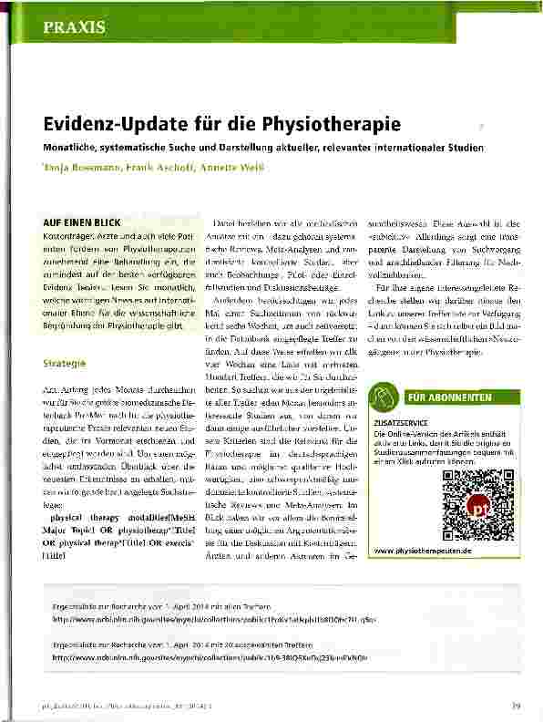 Vorschauseite 1: Evidenz-Update für die Physiotherapie
