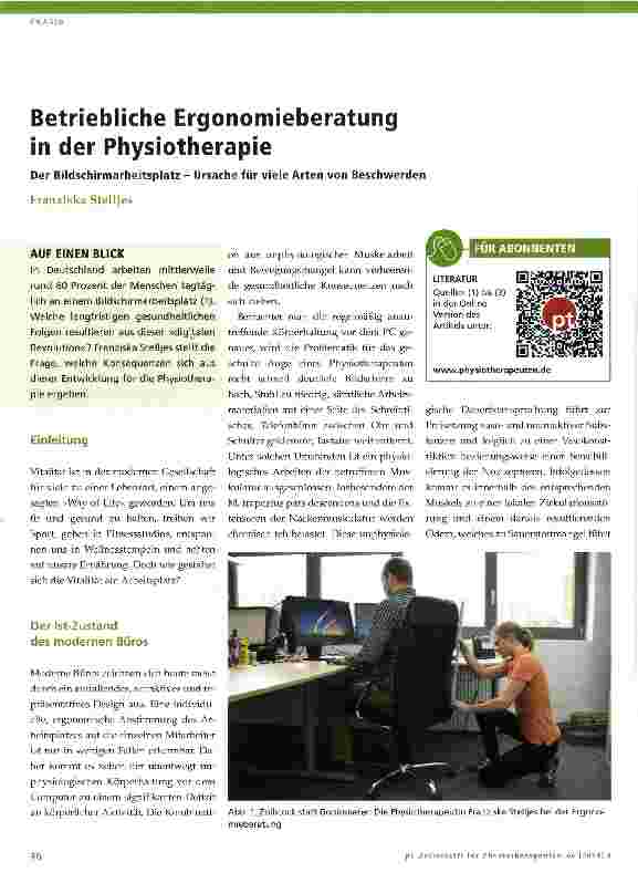 Vorschauseite 1: Betriebliche Ergonomieberatung in der Physiotherapie
