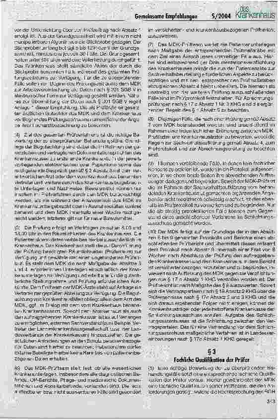 Vorschauseite 2: Gemeinsame Empfehlungen zum Prüfverfahren nach § 17 c KHG