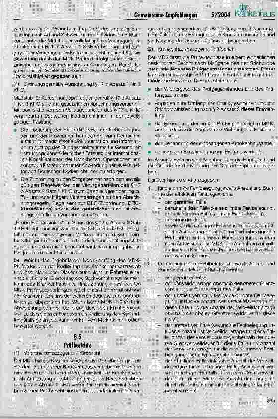 Vorschauseite 4: Gemeinsame Empfehlungen zum Prüfverfahren nach § 17 c KHG