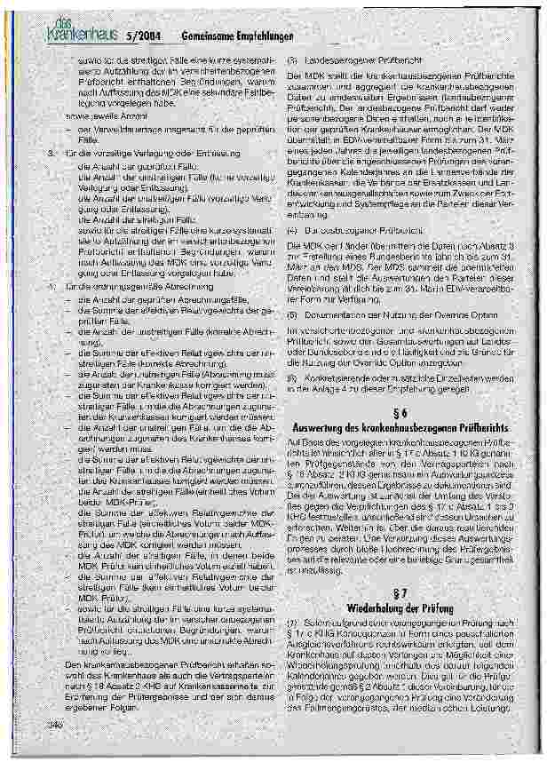 Vorschauseite 5: Gemeinsame Empfehlungen zum Prüfverfahren nach § 17 c KHG