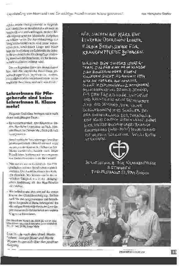 Vorschauseite 2: Gleichstellung von Mann und Frau: Ein wichtiger Prozeß in erster Instanz gewonnen!