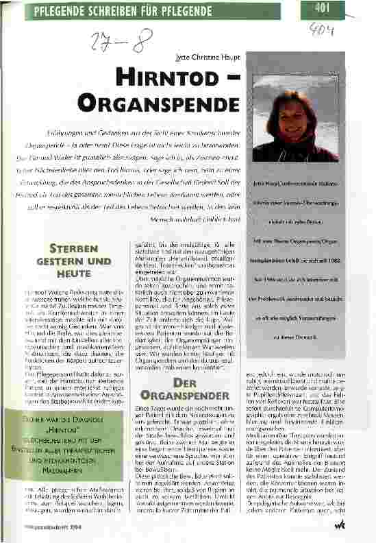 Vorschauseite 1: Hirntod - Organspende