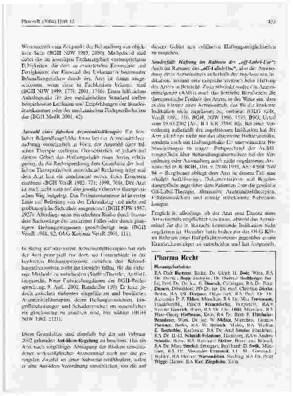 Vorschauseite 2: Haftungsrechtliche Aspekte bei der ärztlichen Arzneimittelverordnung und Arzneimittelanwendung