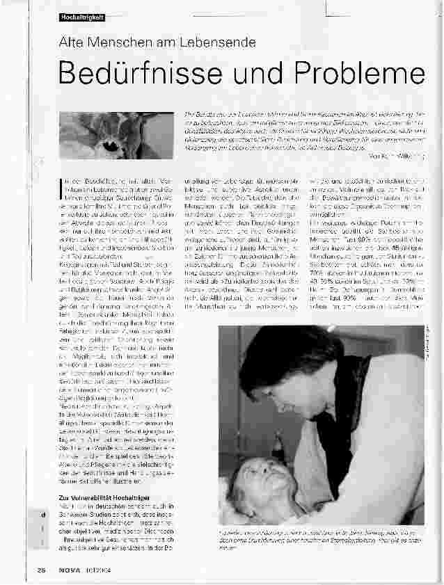 Vorschauseite 1: Bedürfnisse und Probleme. Alte Menschen am Lebensende