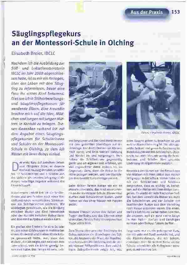 Vorschauseite 1: Säuglingspflegekurs an der Montessori-Schule in Olching