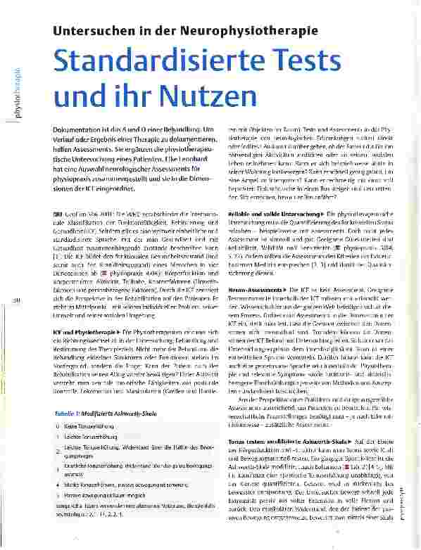 Vorschauseite 1: Untersuchen in der Neurophysiotherapie Standardisierte Tests und ihr Nutzen