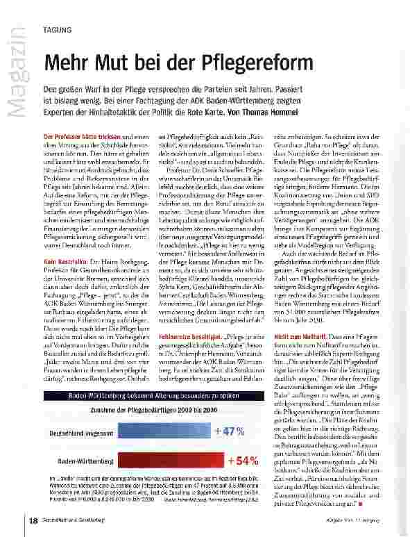 Vorschauseite 1: Mehr Mut bei der Pflegereform