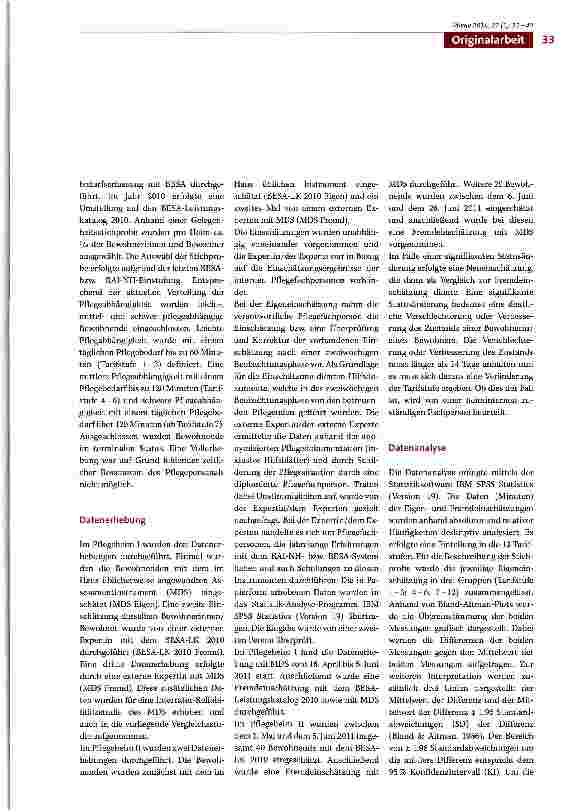 Vorschauseite 3: Pflegebedarfserfassungsinstrumente BESÄ und RAI: Vergleich der Outcomes in Minuten