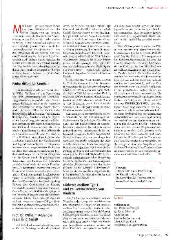 Vorschauseite 2: 3. Krefelder Tag der Kinderkrankenpflege: Frühe Hilfen, Diabetes und Palliativmedizin bei Kindern und Jugendlichen