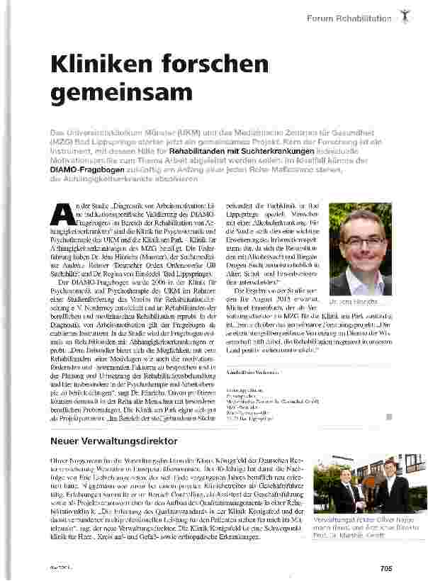 Vorschauseite 1: Kliniken forschen gemeinsam
