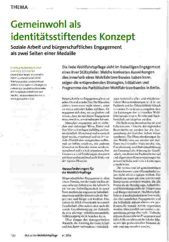 Vorschauseite 1: Gemeinwohl als identitätsstiftendes Konzept