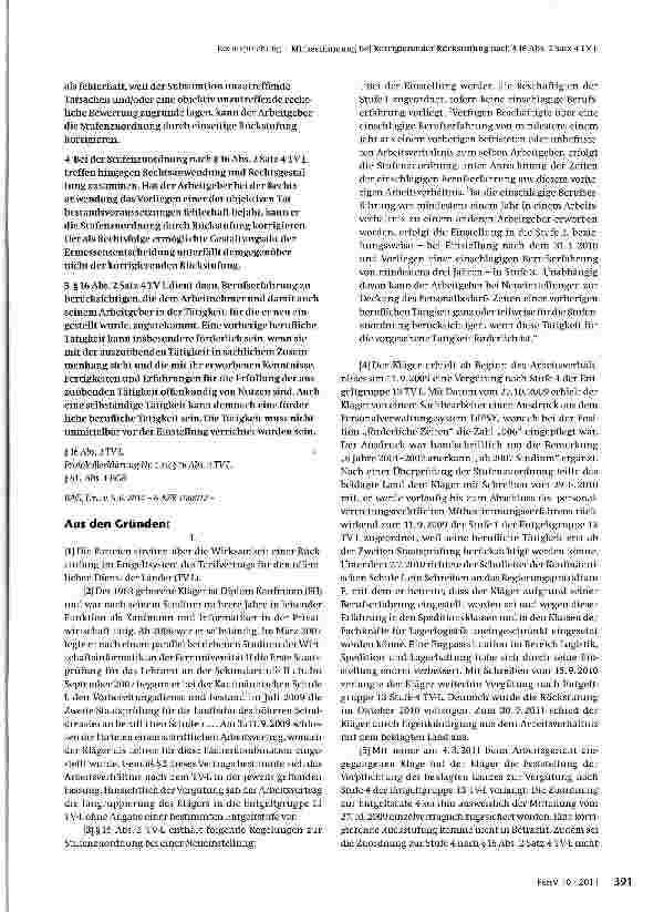 Vorschauseite 2: Mitbestimmung bei korrigierender Rückstufung nach §16 Abs. 2 Satz 4 TV-L