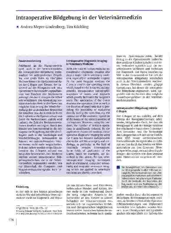 Vorschauseite 1: Intraoperative Bildgebung in der Veterinärmedizin