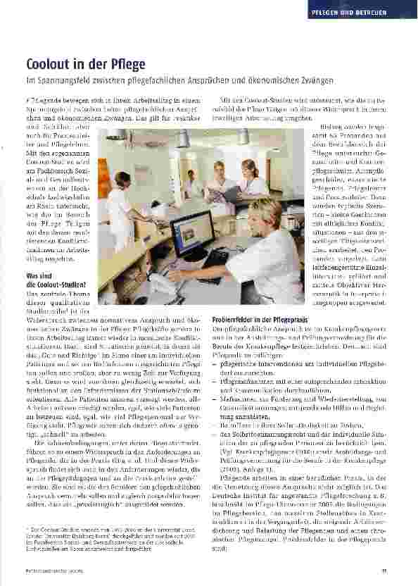 Vorschauseite 1: Coolout in der Pflege