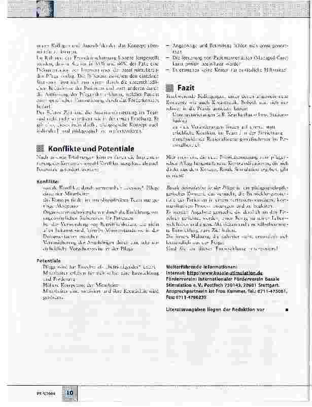 Vorschauseite 5: Basale Stimulation in der Pflege - eine aktuelle StandortbestimmungPflegekonzepte - umsetzbar?