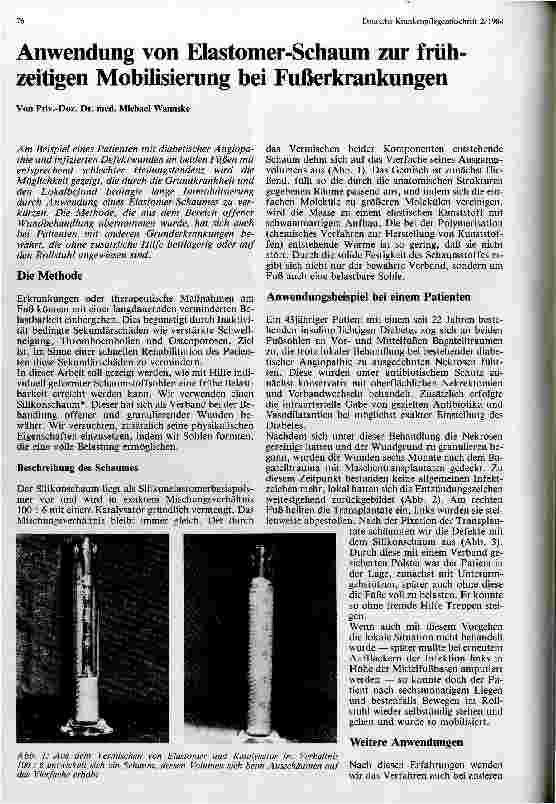 Vorschauseite 1: Anwendung von Elastomer-Schaum zur frühzeitigen Mobilisierung bei Fußerkrankungen