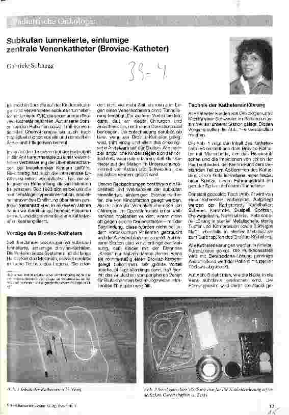Vorschauseite 1: Subkutan tunnelierte, einlumige zentrale Venenkatheter (Broviac-K.)