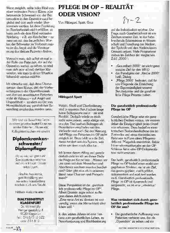 Vorschauseite 1: Pflege im OP - Realität oder Vision?