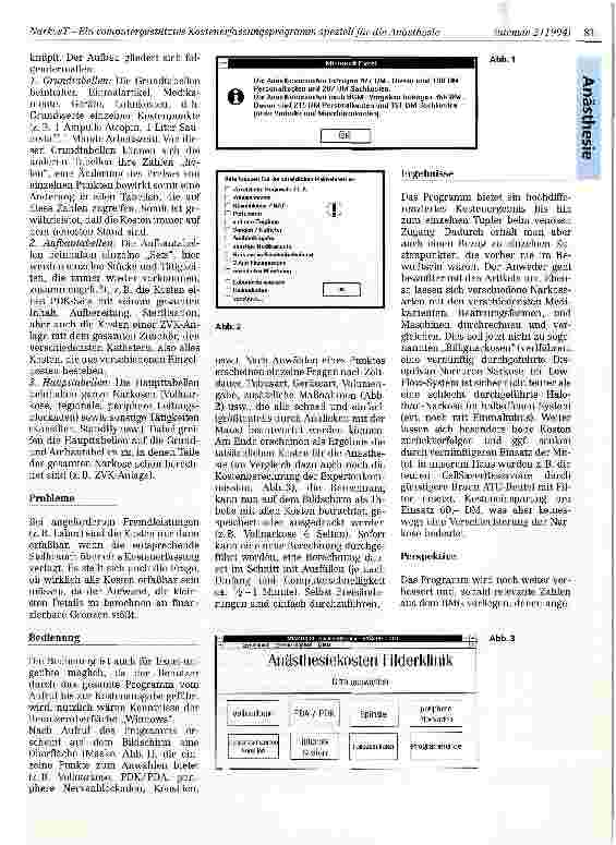 Vorschauseite 2: NarkosT - Ein computergestütztes Kostenerfassungsprogramm speziell für die Anästhesie