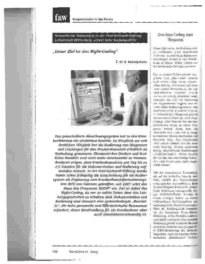 Vorschauseite 1: Unser Ziel ist das Right-CodingSemantische Textanalyse in der Paul-Gerhardt-Stiftung Lutherstadt Wittenberg sichert hohe Kodierqualität