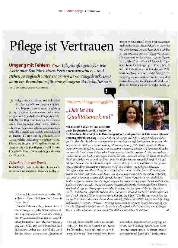 Vorschauseite 1: Pflege ist Vertrauen