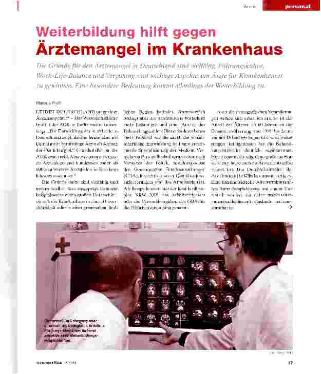 Vorschauseite 1: Weiterbildung hilft gegen Ärztemangel im Krankenhaus