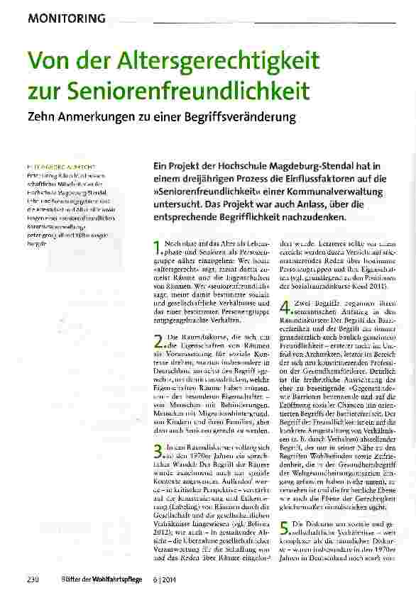 Vorschauseite 1: Von der Altersgerechtigkeit zur Seniorenfreundlichkeit