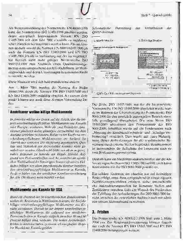 Vorschauseite 2: EN IS013485:2003Oualitätsmanagementsystem für Medizinprodukte - Merkblatt