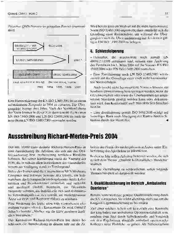 Vorschauseite 3: EN IS013485:2003Oualitätsmanagementsystem für Medizinprodukte - Merkblatt