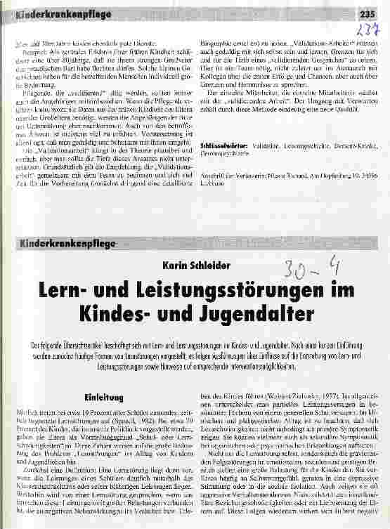 Vorschauseite 1: Lernund Leistungsstörungen im Kindesund Jugendalter