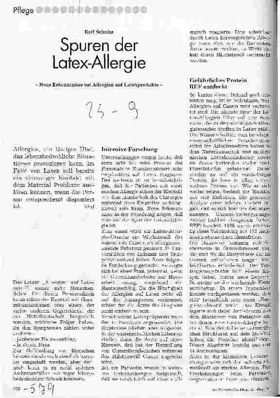 Vorschauseite 1: Spuren der Latex-Allergie Neue Erkenntnisse bei Allergien auf Latexprodukte
