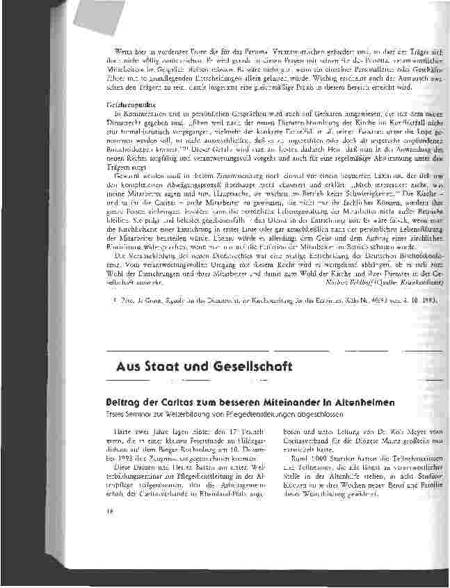 Vorschauseite 6: Trägerverantwortung ist gefragt Überlegungen zum neuen kirchlichen Dienstrecht