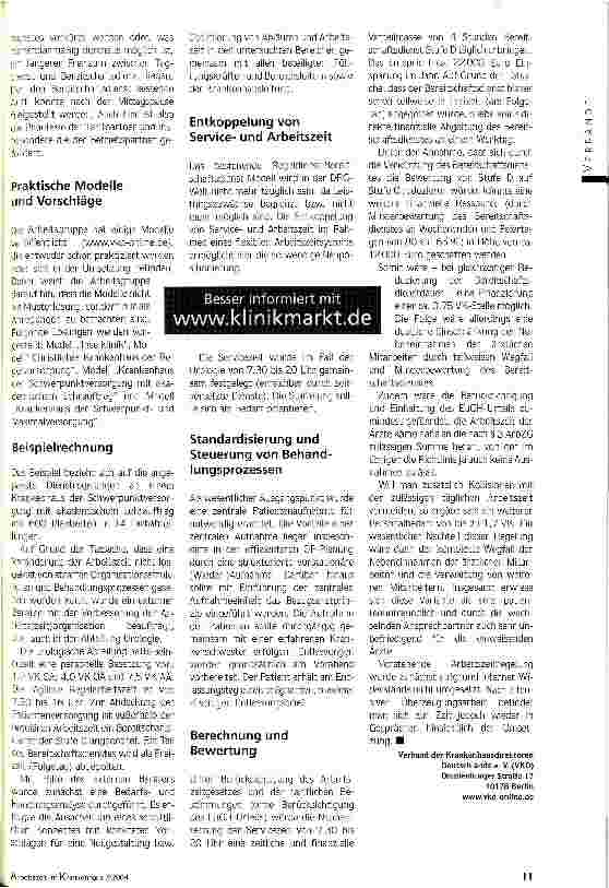 Vorschauseite 2: Innovative Arbeitszeitmodelle im KrankenhausVorschläge einer Arbeitsgruppe des VKD