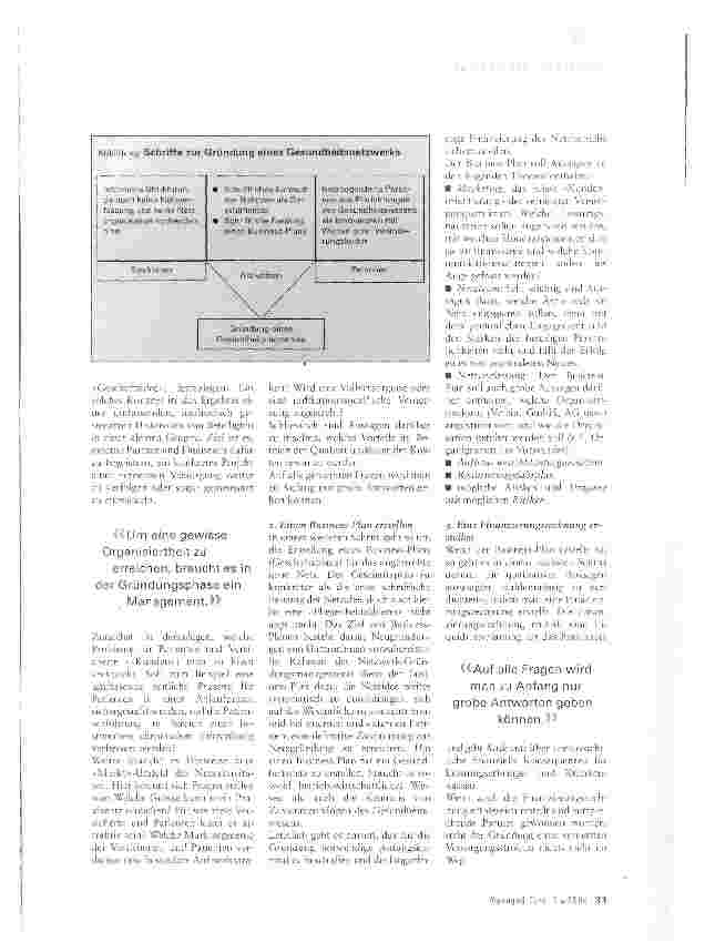 Vorschauseite 2: Wie entstehen vernetzte Versorgungsstrukturen im Gesundheitswesen?Hinweise zum Gründungsmanagement aus betriebswirtschaftlicher Sicht