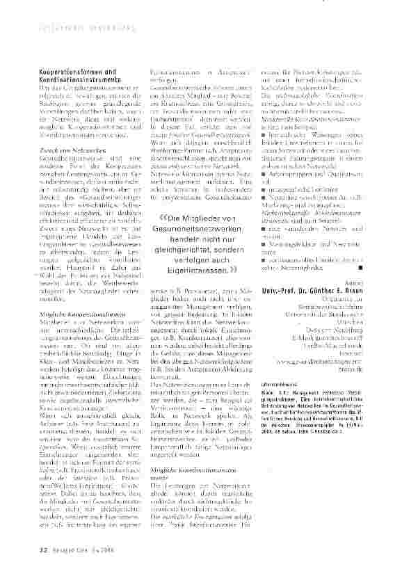 Vorschauseite 3: Wie entstehen vernetzte Versorgungsstrukturen im Gesundheitswesen?Hinweise zum Gründungsmanagement aus betriebswirtschaftlicher Sicht
