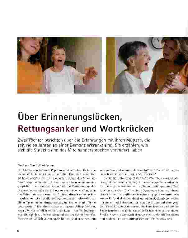 Vorschauseite 1: Über Erinnerungslücken, Rettungsanker und Wortkrücken