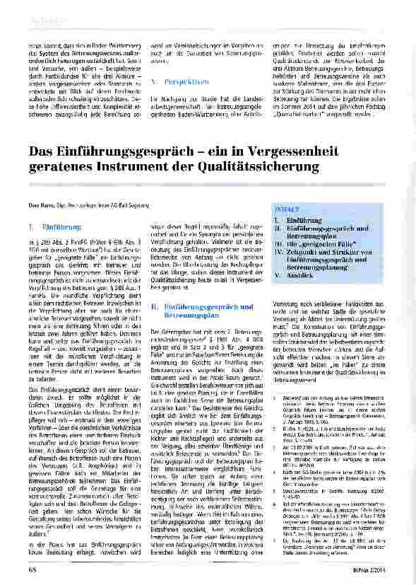 Vorschauseite 4: Ehrenamt als Kostenbremse? ! Ergebnisse des Forschungsprojekts „Strukturen der rechtlichen Betreuung in Baden-Württemberg und Chancen der Weiterentwicklung