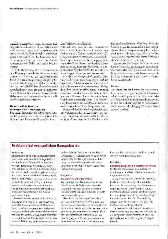 Vorschauseite 3: Das Gesetz zur vertraulichen Geburt was wird es bringen?
