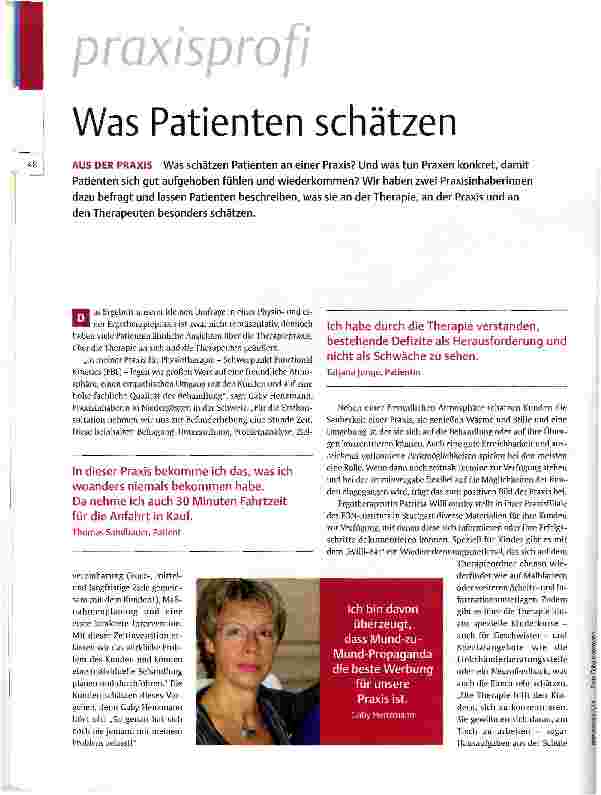 Vorschauseite 1: Was Patienten schätzen