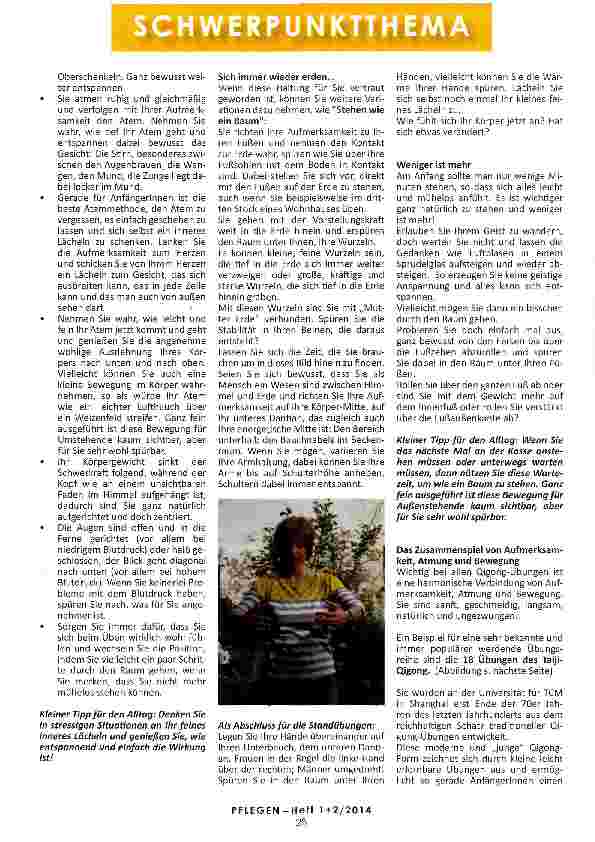 Vorschauseite 3: QIGONG - KLEINE GESCHENKE DES HIMMELS IM ALLTAG Entspannt pflegen trotz hektischer Zeiten - wie hilft Qigong dabei?