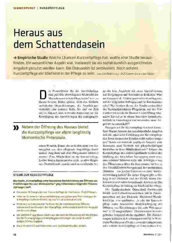 Vorschauseite 1: Heraus aus dem Schattendasein