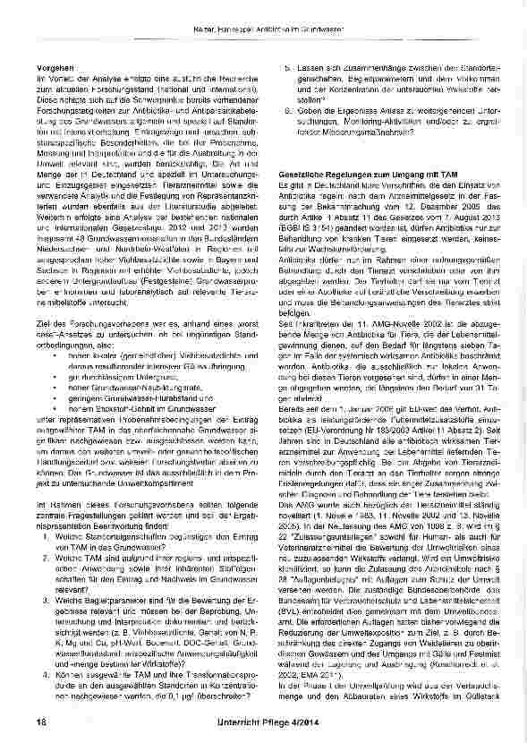 Vorschauseite 3: Antibiotika im Grundwasser