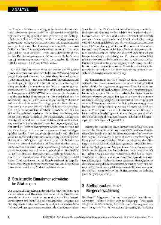Vorschauseite 2: Zur Umsetzbarkeit einer Bürgerversicherung bei Krankheit